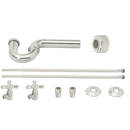 Westbrass Victorian Pedestal Lavatory Kit - Cross Handles in Polished Nickel D1738L-05